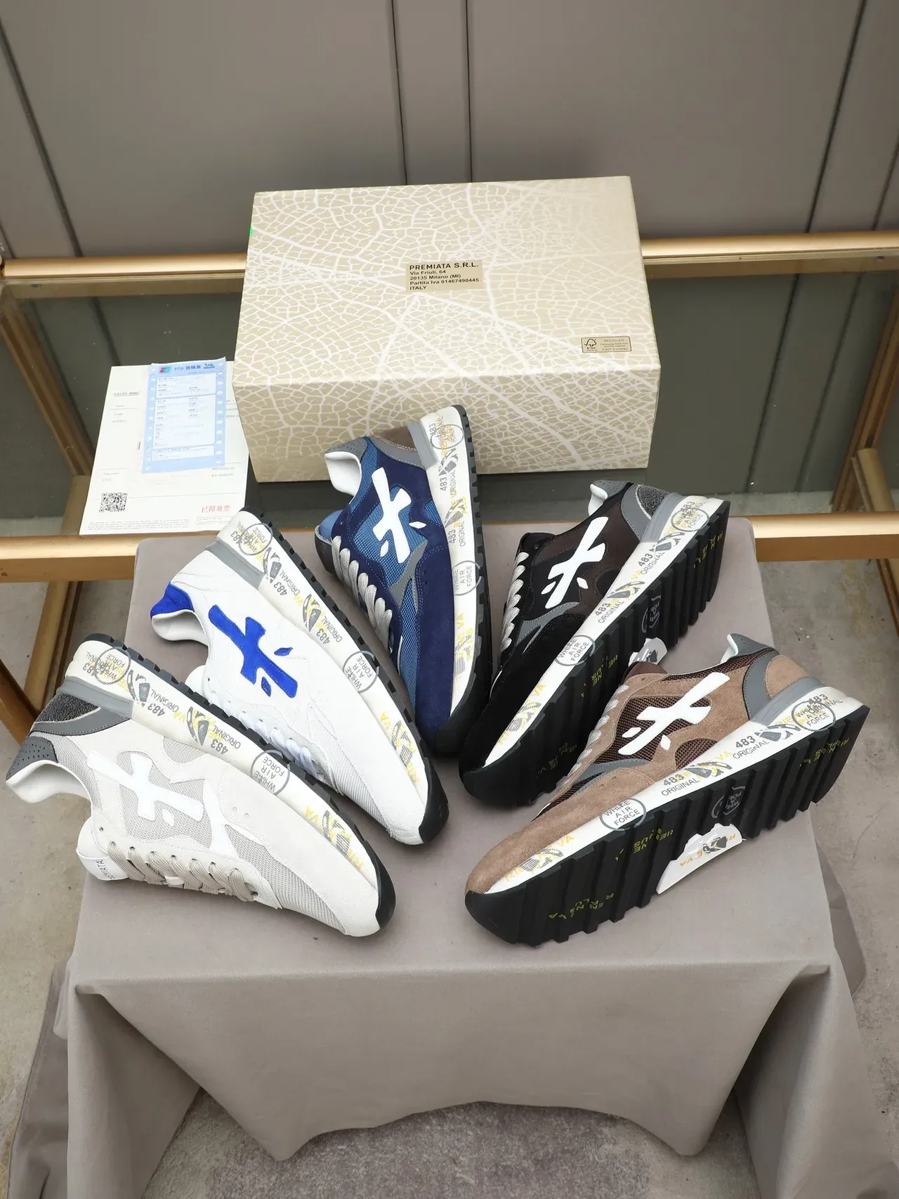 Premiata Zapatillas Gris Negro Material Mixto Superior Esculpido Imprimido Suela Media 2