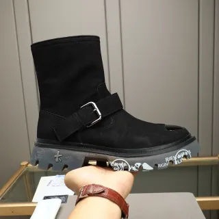 Premiata Rien Ne Va Plus Black Suede Buckle Strap Ankle Boot