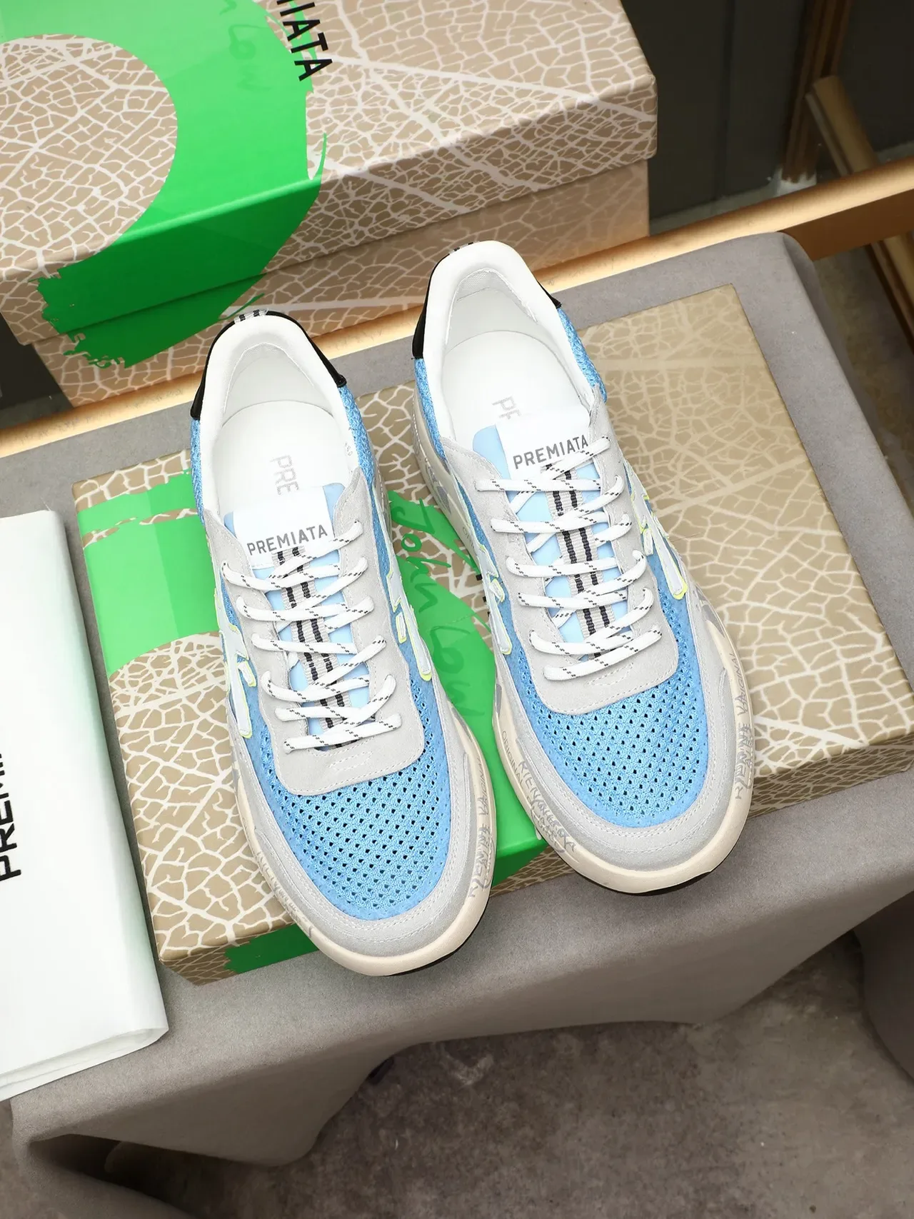 Premiata X-Logo Zapatillas Lifestyle Azul Claro y Gris 2