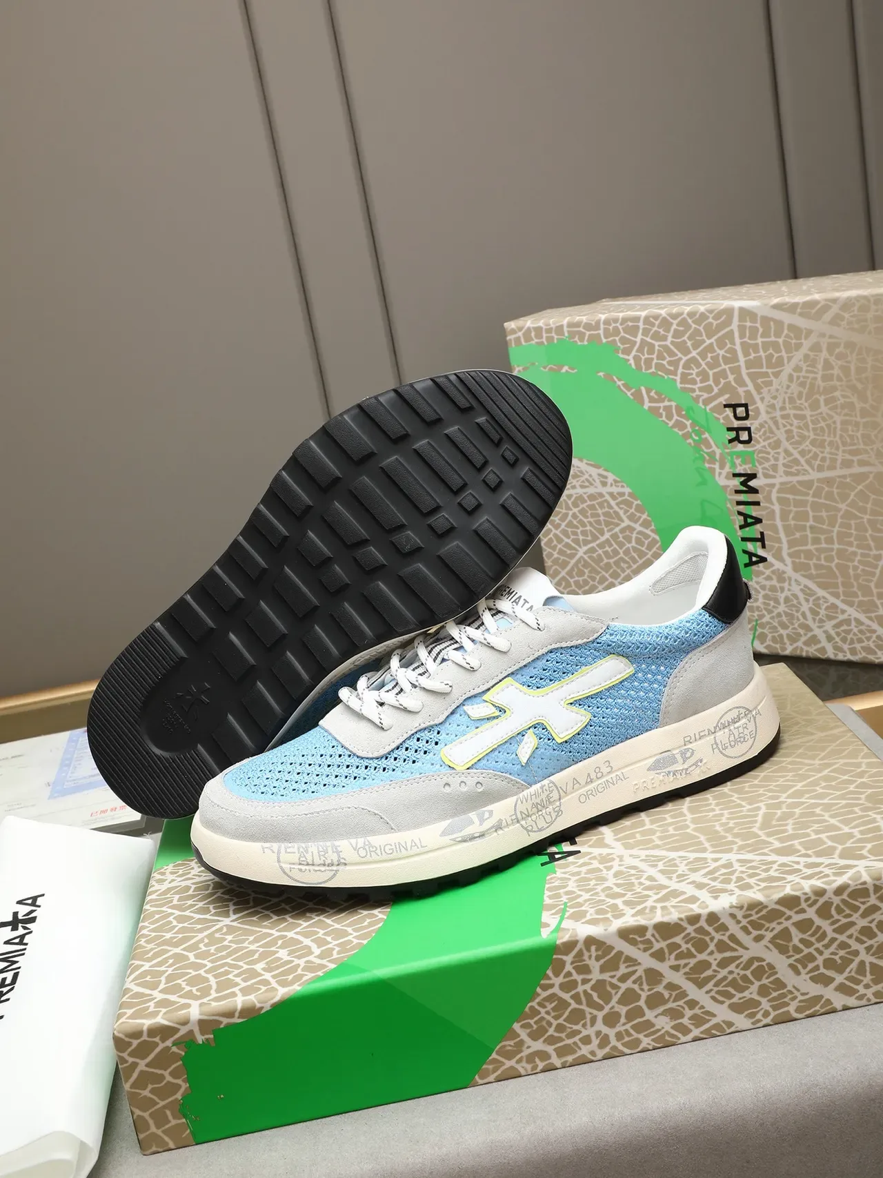 Premiata X-Logo Zapatillas Lifestyle Azul Claro y Gris 4