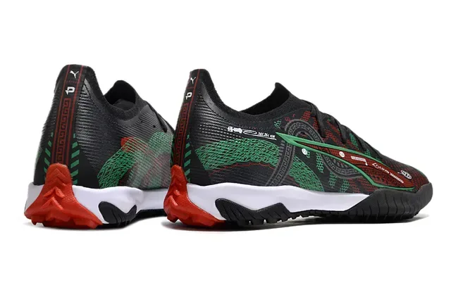 Puma 黑绿 纹理合成上层 几何图案叠加 室内足球鞋 5
