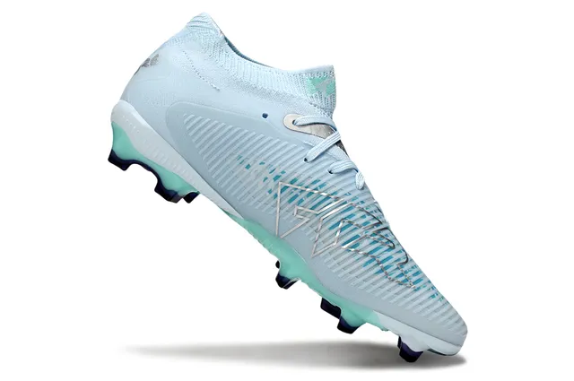 Puma Blue Green Knit Collar Ridged Synthetic Forefoot Cage Firm-Ground Soccer Shoes 2