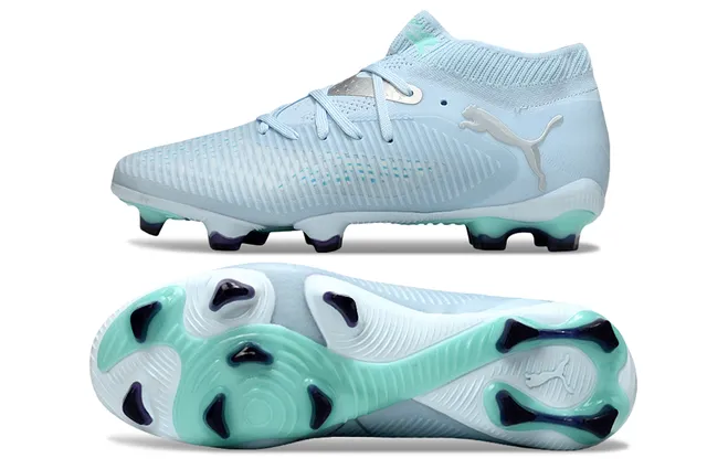 Puma Blue Green Knit Collar Ridged Synthetic Forefoot Cage Firm-Ground Soccer Shoes 6