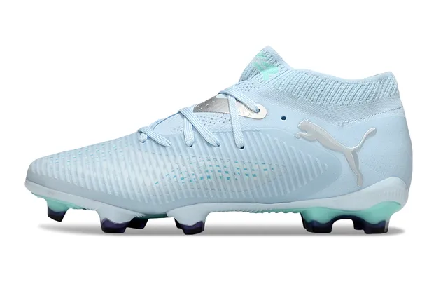 Puma Blue Green Knit Collar Ridged Synthetic Forefoot Cage Firm-Ground Soccer Shoes 7