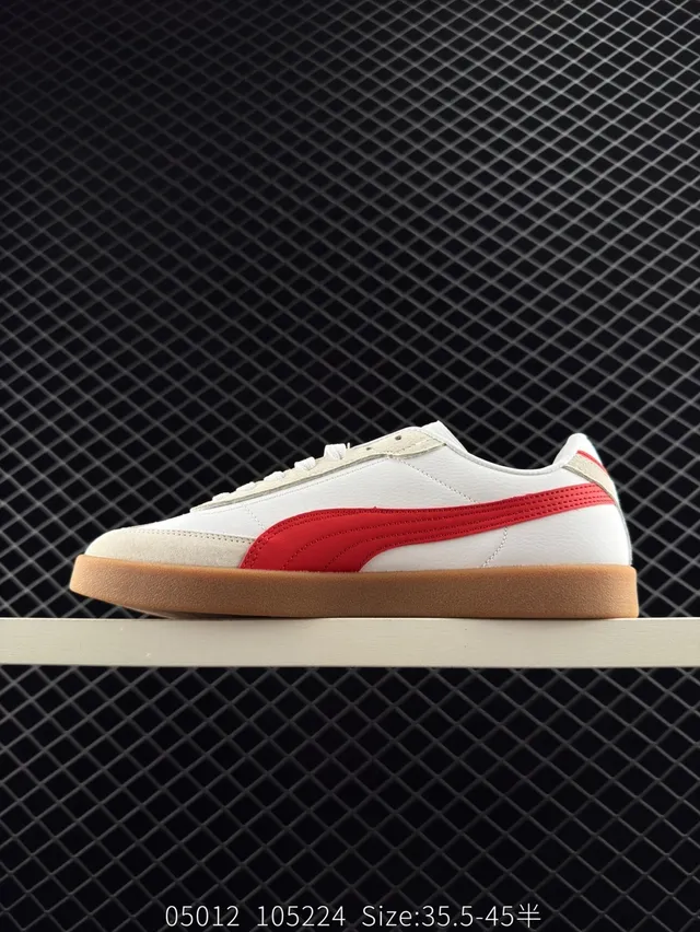 Puma Club II Era Tênis de skate branco vermelho borracha 6