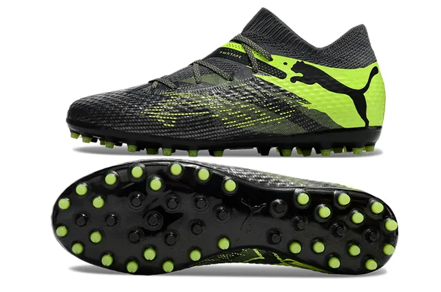 Puma Future Z Black Green Knit Upper Asymmetrical Lacing Turf Soccer Shoes 2