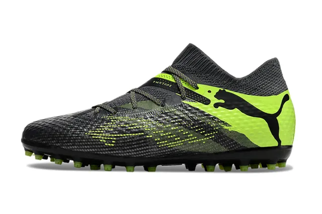 Puma Future Z Black Green Knit Upper Asymmetrical Lacing Turf Soccer Shoes 4