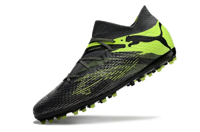 Puma Future Z Black Green Knit Upper Asymmetrical Lacing Turf Soccer Shoes 7