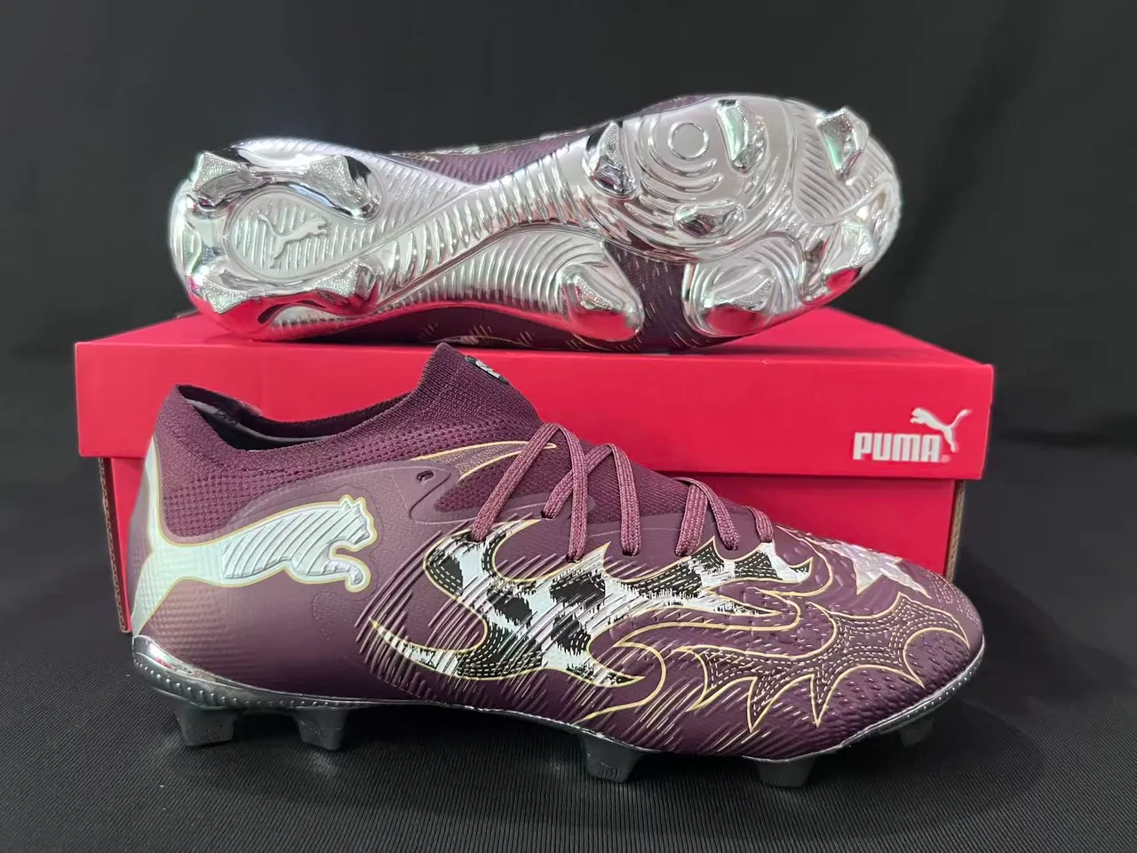 Puma Future Z Chaussures de football burdeos flammes métalliques pour terrain ferme 7
