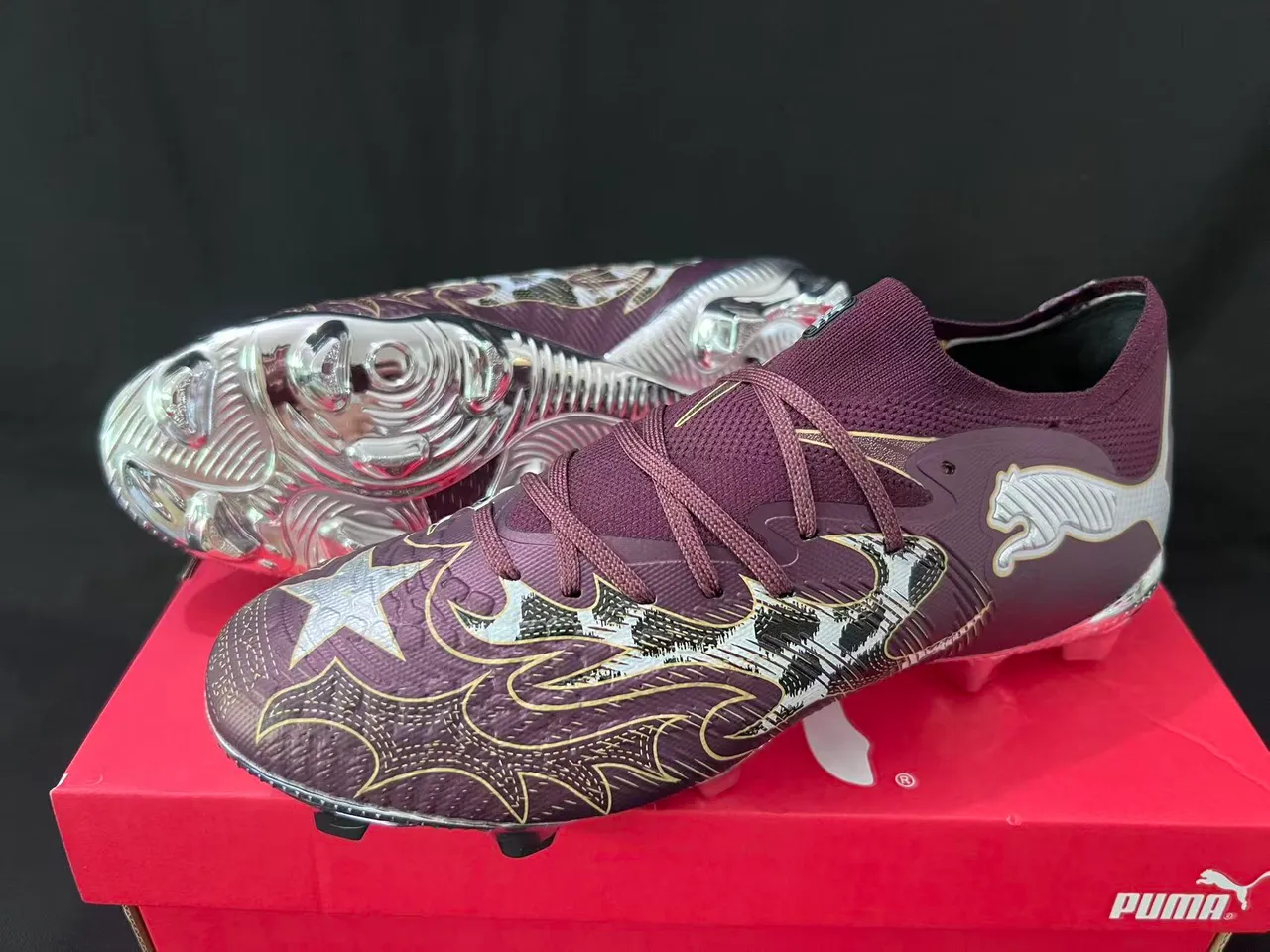 Puma Future Z Chaussures de football burdeos flammes métalliques pour terrain ferme 9