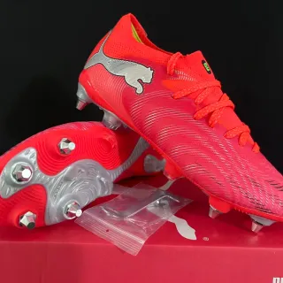 Puma Future Z 红色银色 低帮针织鞋面 天然草地足球鞋