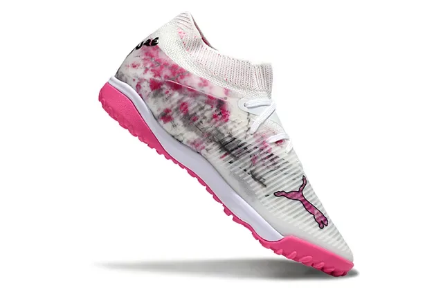 Puma Chaussures de Football Turf Blanc et Rose Collet de Chaussette en Maille Impression Tie-Dye Partie Supérieure 2