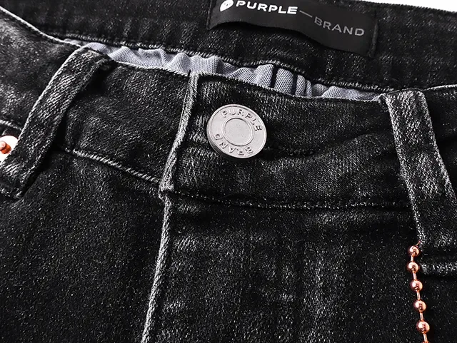 Purple Brand جينز أسود ممزق برذاذ الطلاء 6