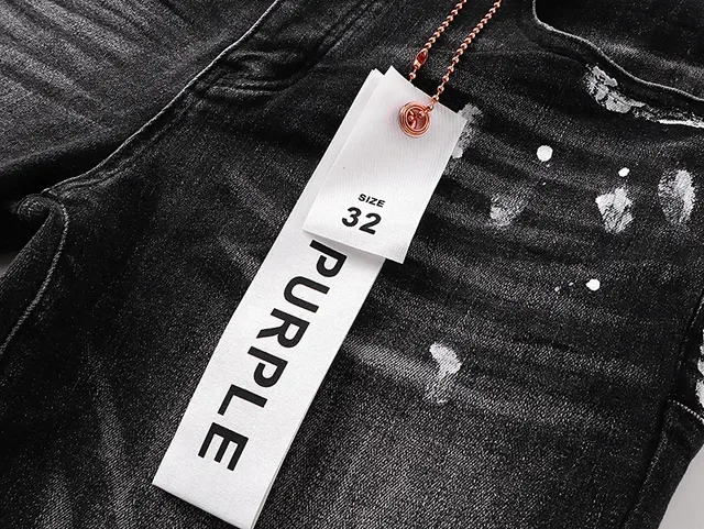 Purple Brand جينز أسود ممزق برذاذ الطلاء 8