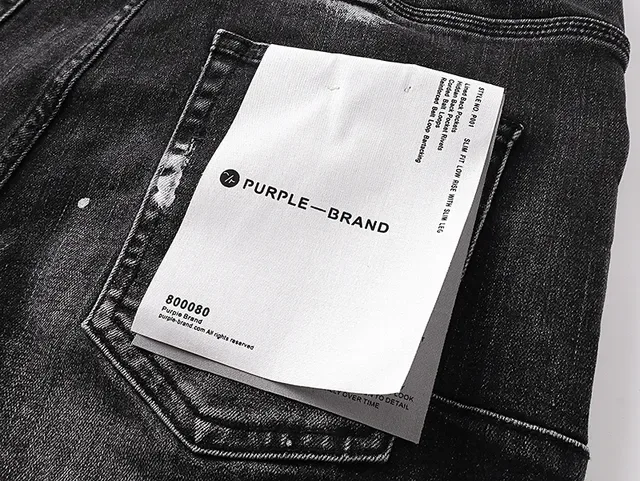 Purple Brand جينز أسود ممزق برذاذ الطلاء 9