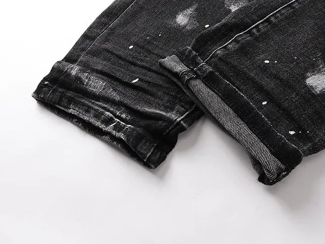 Purple Brand جينز أسود ممزق برذاذ الطلاء 13
