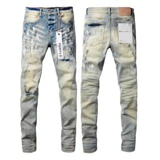 Purple Brand Calça jeans desgastada com salpicos de tinta em lavagem clara