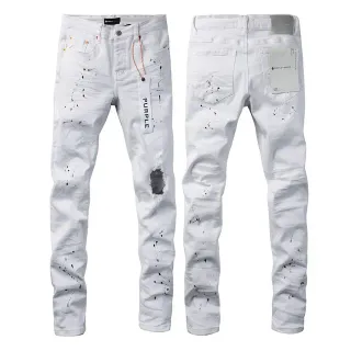 Purple Brand Calça jeans slim fit com salpicos de tinta branca desgastada