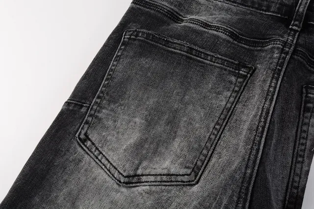 Purple Brand Calça Jeans Preta Lavada Slim-Fit Distressed 5
