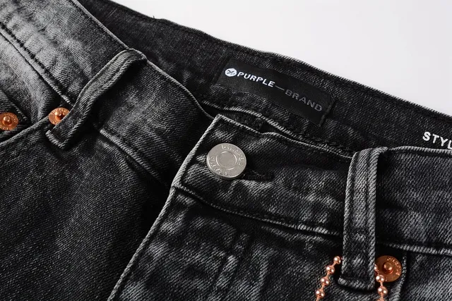 Purple Brand Calça Jeans Preta Lavada Slim-Fit Distressed 12