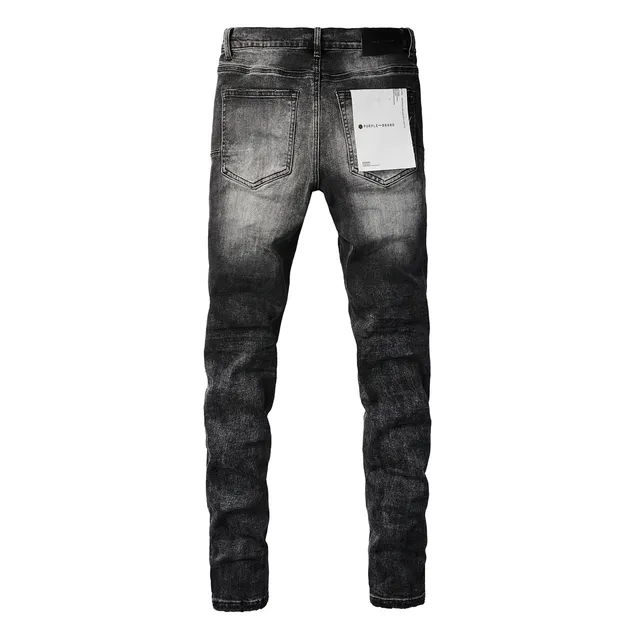 Purple Brand Calça Jeans Preta Lavada Slim-Fit Distressed 14