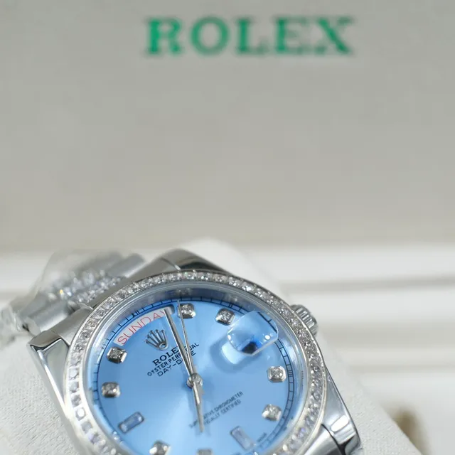 Rolex Day-Date Blue Dial Diamond Bezel Mechanical Watch 5