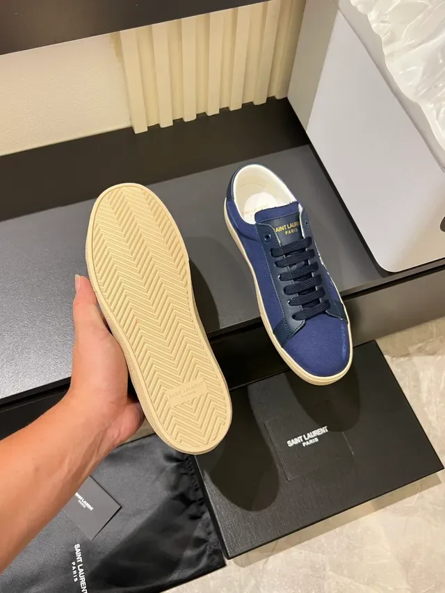 Saint Laurent Canvas 刺绣 Logo Navy Lifestyle 运动鞋 4