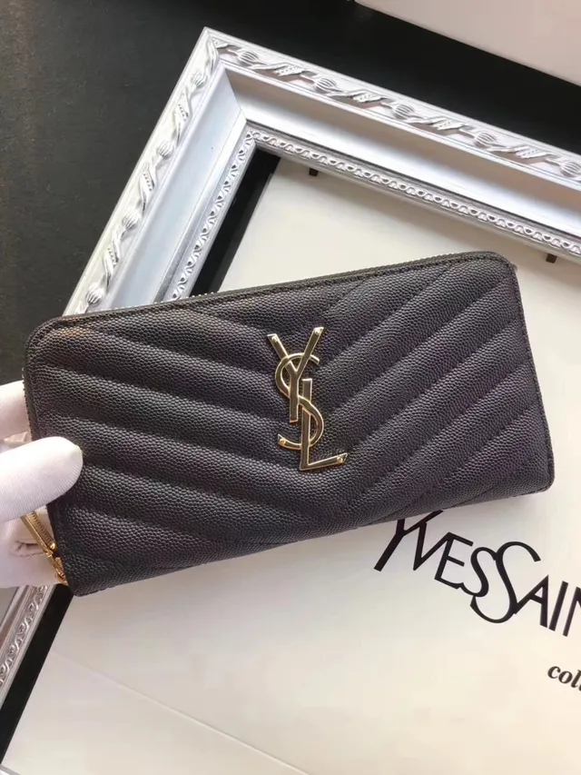 Saint Laurent Loulou Quilted Black Leather Long Wallet 6