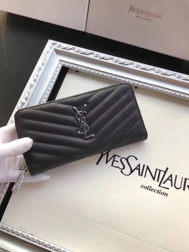 Saint Laurent Loulou Quilted Black Leather Long Wallet 9