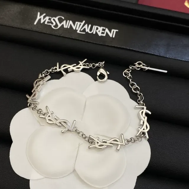 Saint Laurent Monogram Link सोने और चांदी के कंगन 3