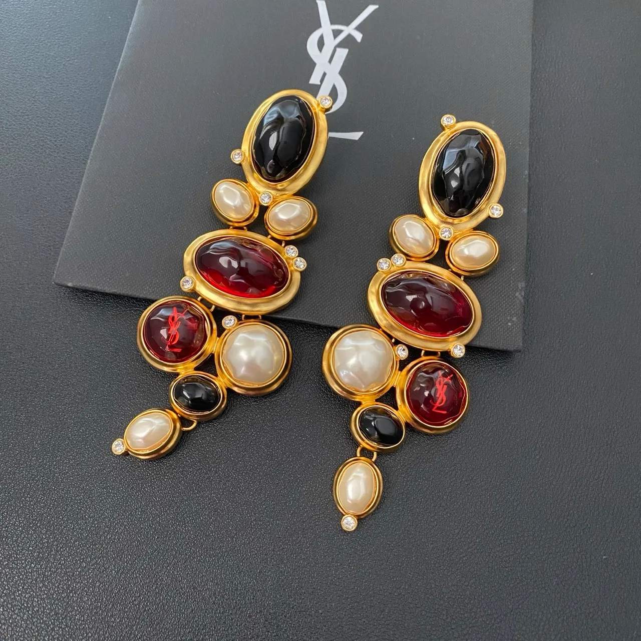 Saint Laurent Multi-Stone Chandelier Earrings 4