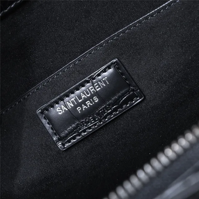 Saint Laurent Sac de Jour 黑色鳄鱼压纹皮革托特包 3