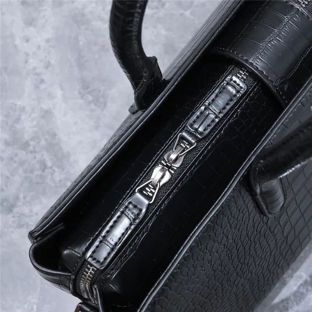Saint Laurent Sac de Jour 黑色鳄鱼压纹皮革托特包 4