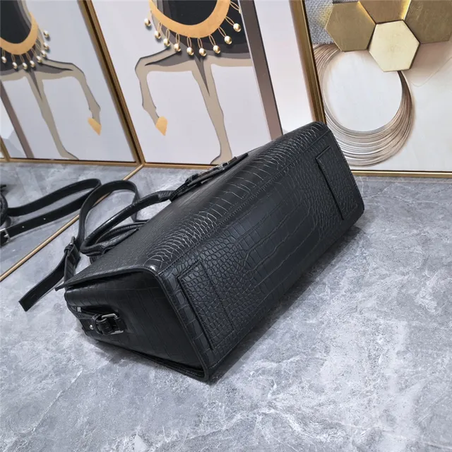 Saint Laurent Sac de Jour 黑色鳄鱼压纹皮革托特包 5