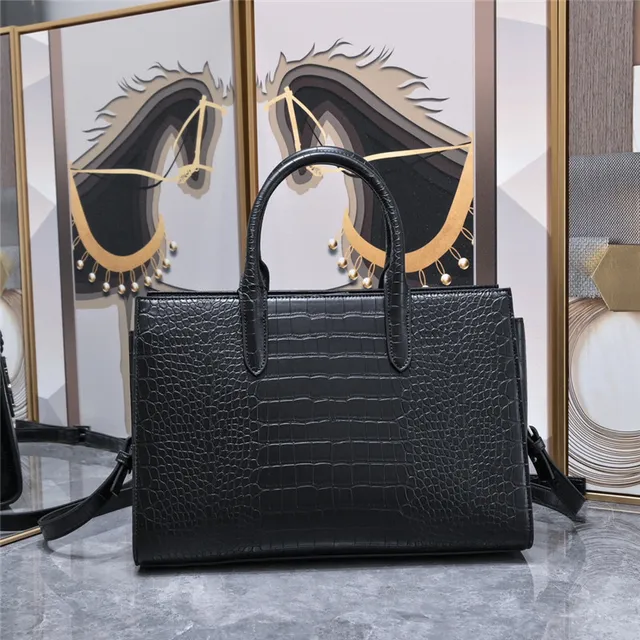 Saint Laurent Sac de Jour 黑色鳄鱼压纹皮革托特包 8