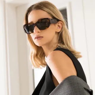 Saint Laurent SL 207 टॉर्टॉइज़हेल ओवरसाइज़्ड रेक्टैंगुलर सनग्लासेस