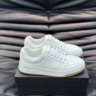 Saint Laurent SL 61 सफेद टेक्स्चर्ड लेदर लाइफस्टाइल स्नीकर