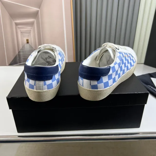 Saint Laurent Sneakers Lifestyle Blances et Bleues Low-Top Panel Damier 5