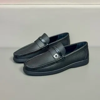 Salvatore Ferragamo Gancini Loafer أسود جلد مقرمش لوافر