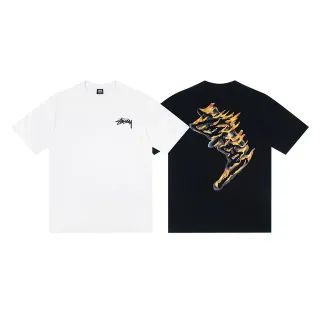 Stussy Stock Logo Flame Graphic T-Shirt