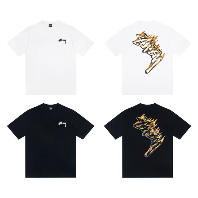 Camiseta gráfica Stussy Stock Logo con llamas 2