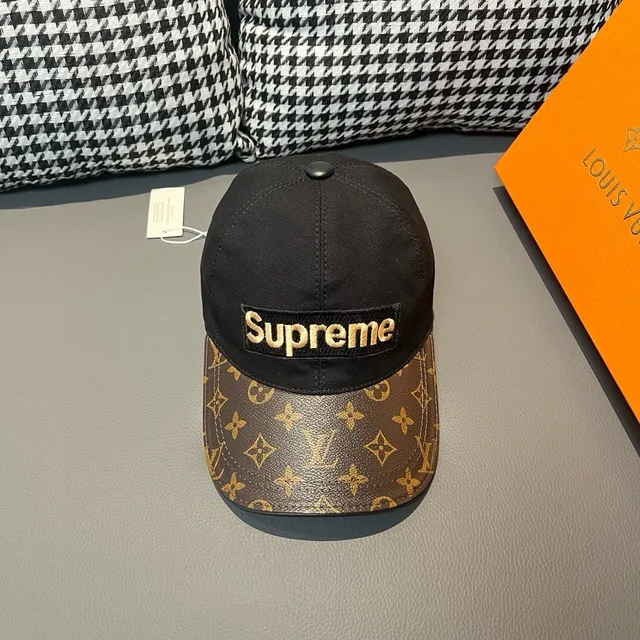Supreme Box Logo Black Brown Structured Six-Panel Embroidered Baseball Cap 2