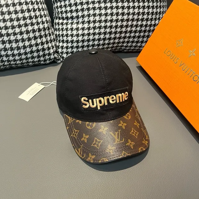 Supreme Box Logo Black Brown Structured Six-Panel Embroidered Baseball Cap 3