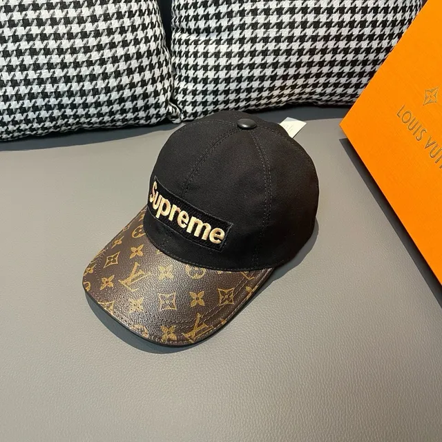 Supreme Box Logo Black Brown Structured Six-Panel Embroidered Baseball Cap 4