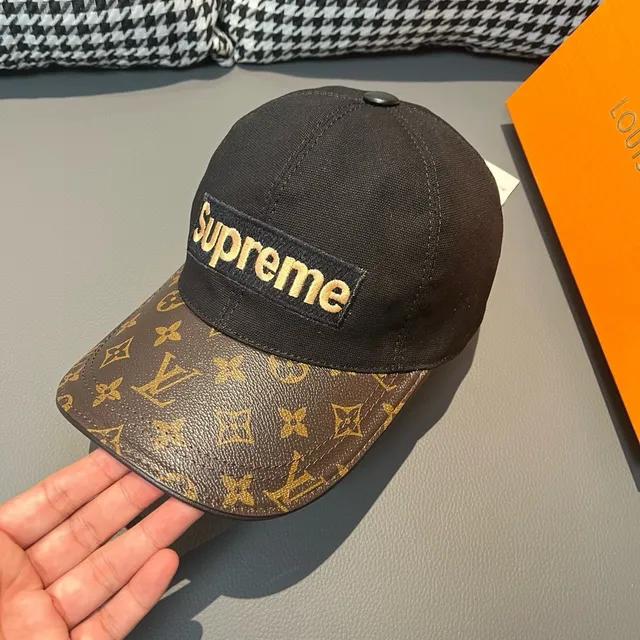 Supreme Box Logo Black Brown Structured Six-Panel Embroidered Baseball Cap 5