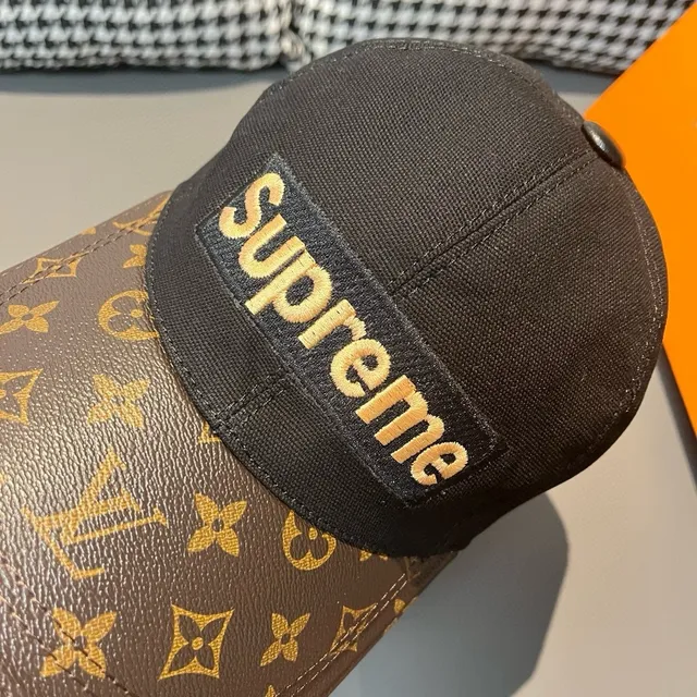 Supreme Box Logo Black Brown Structured Six-Panel Embroidered Baseball Cap 6