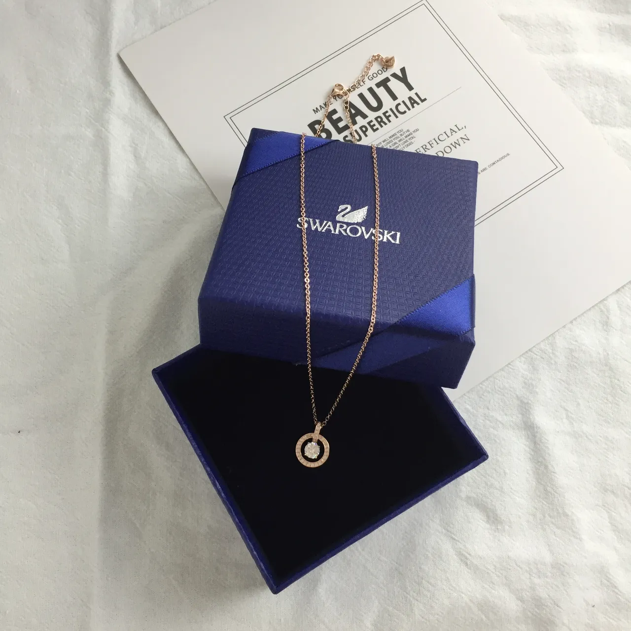 Swarovski Rose-Gold-Tone Crystal Pendant Necklace 4