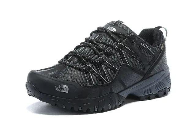 The North Face Ultra III أسود رمادي منخفض القطع حذاء المشي لمسافات طويلة شبكي-صناعي هجين أعلى سنيكرز 2