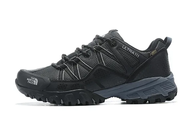 The North Face Ultra III أسود رمادي منخفض القطع حذاء المشي لمسافات طويلة شبكي-صناعي هجين أعلى سنيكرز 3