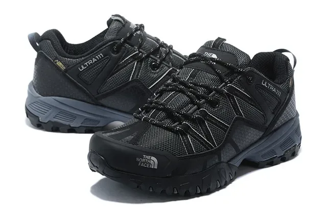 The North Face Ultra III أسود رمادي منخفض القطع حذاء المشي لمسافات طويلة شبكي-صناعي هجين أعلى سنيكرز 4